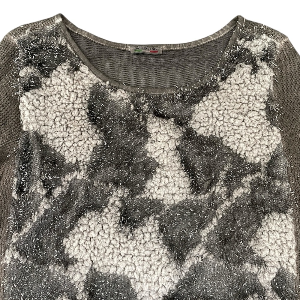 No Brand Made in Italy Dark Taupe Mix Fibers Arty Layered Pullover Sweater M EUC - Picture 4 of 12